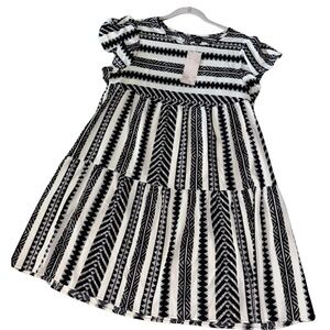 Emery Rose Boho Smock Dress | Black & White | Size M | NWT